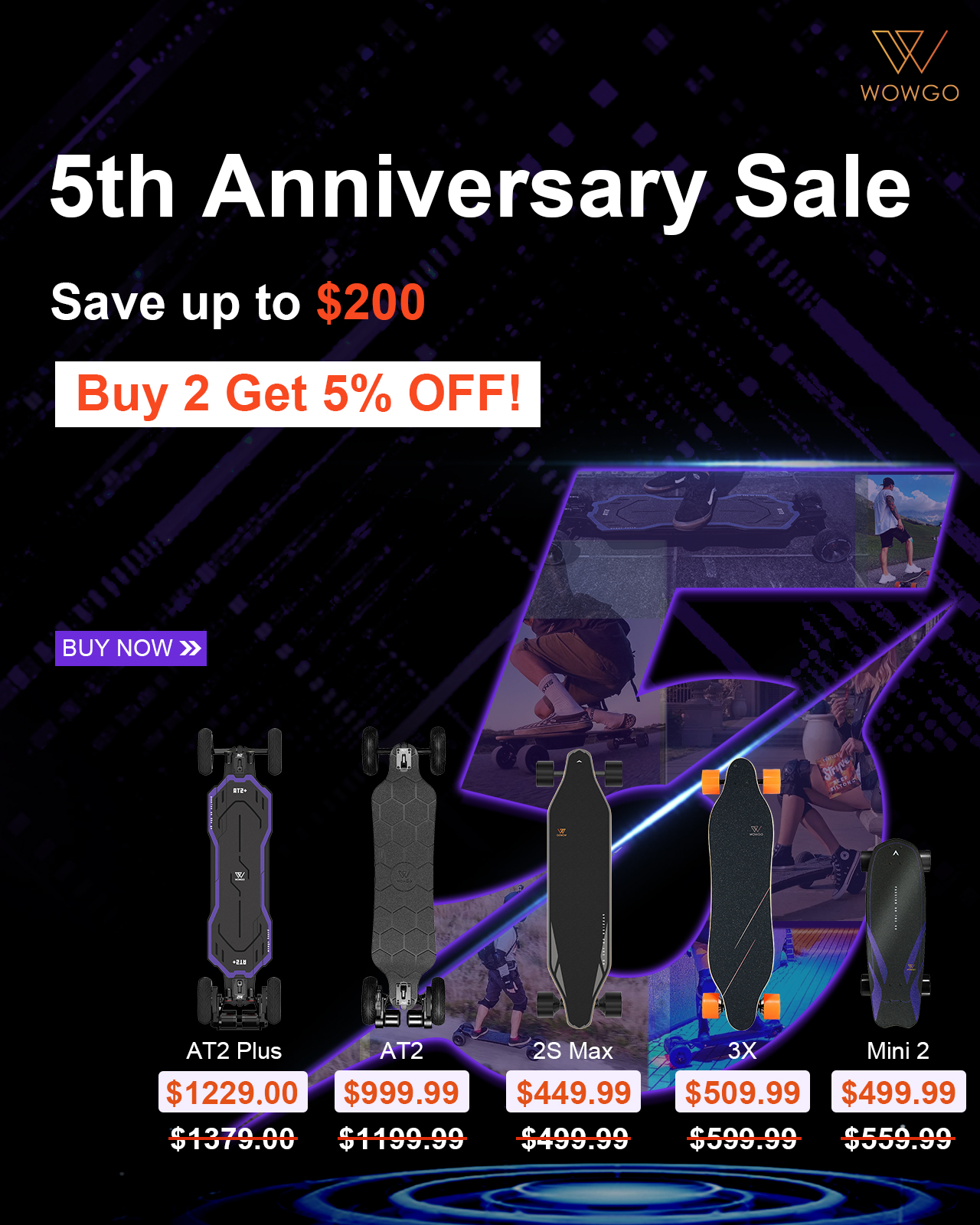 N% WOWGO 5th Anniversary Sale Save up to $200 AT2 Plus 